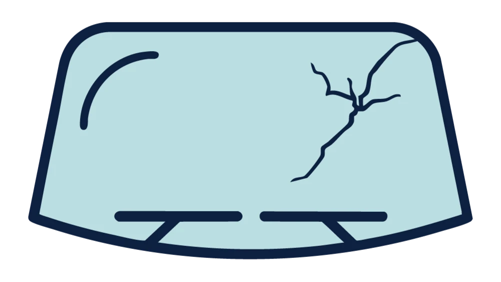 drawing of a windshield with a long crack in it