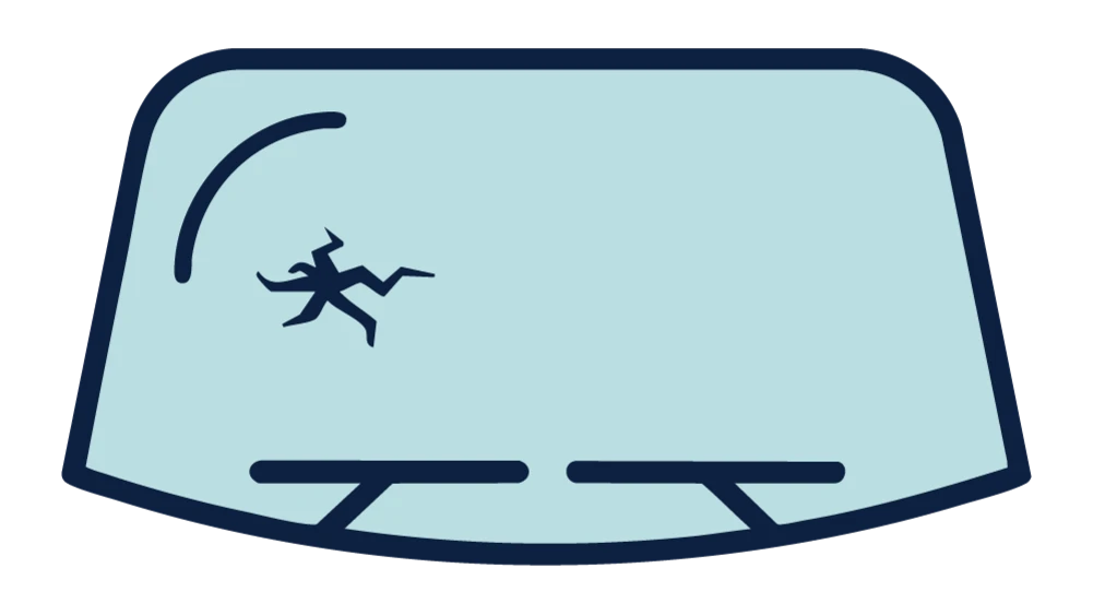 drawing of a rock chip on a windshield